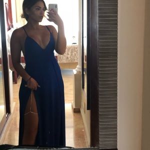 Blue slit dress